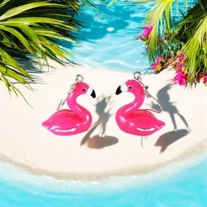 Inflatable Pool Drop Flamingo Pink Earrings